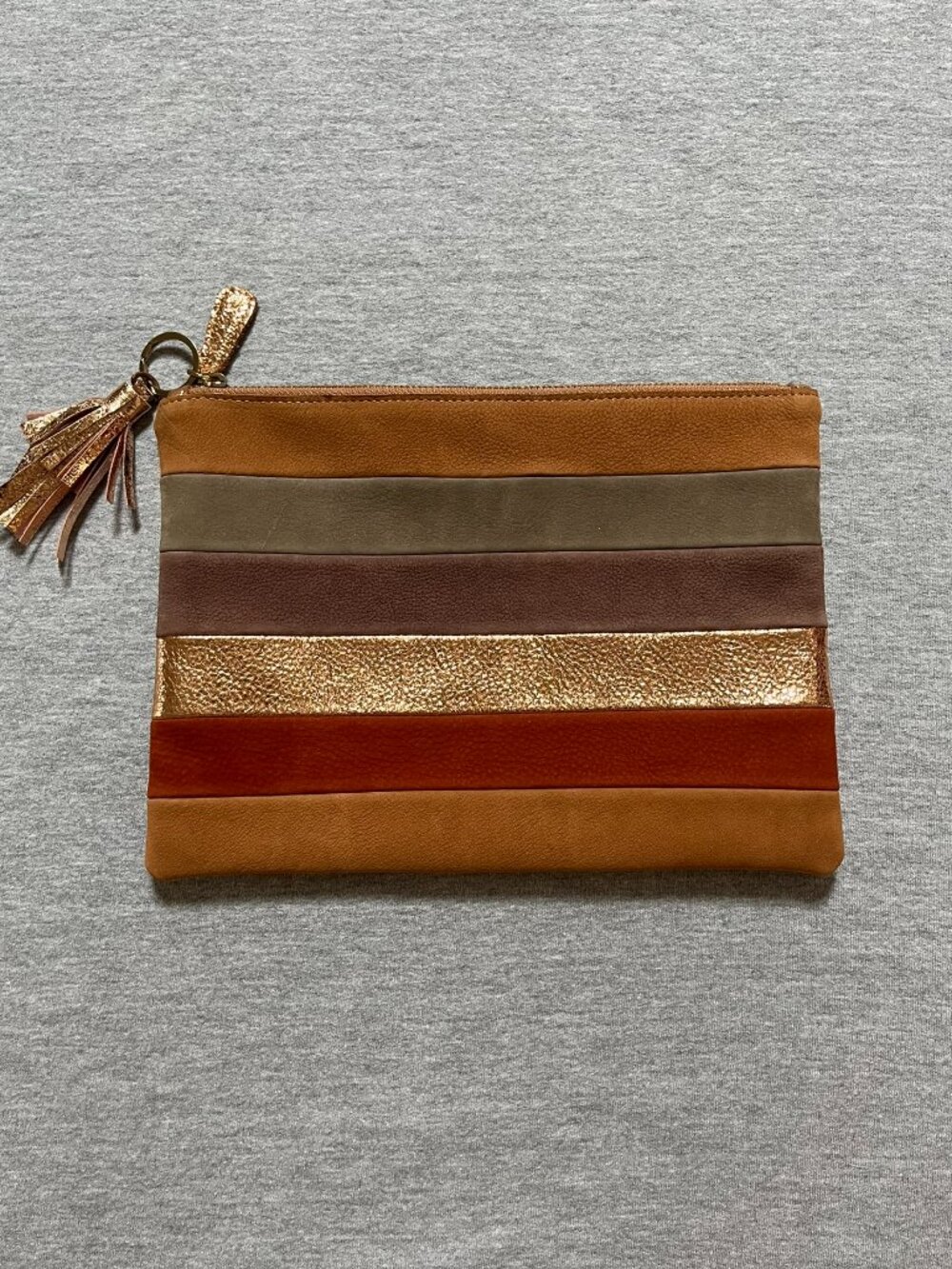NWOT, Anthropologie Striped Leather & Metallic Pouch